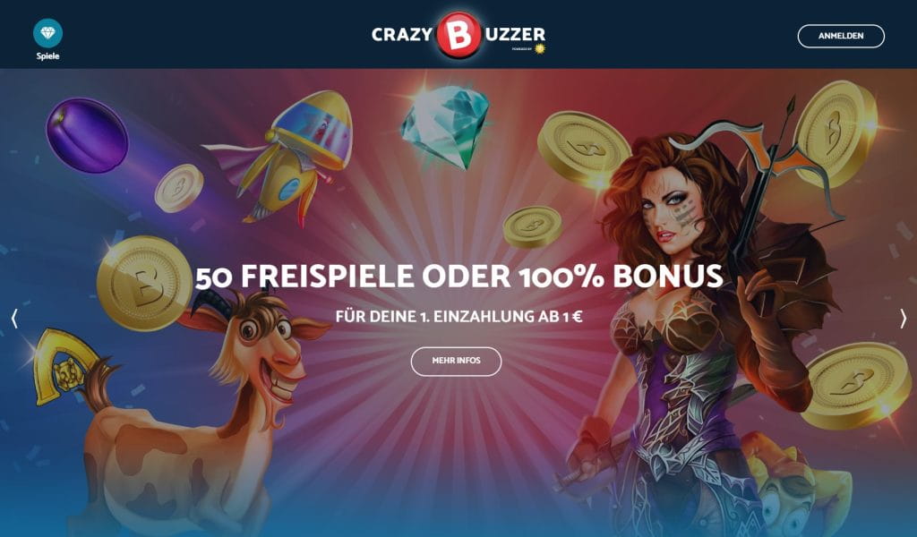 CrazyBuzzer Casino Webseite